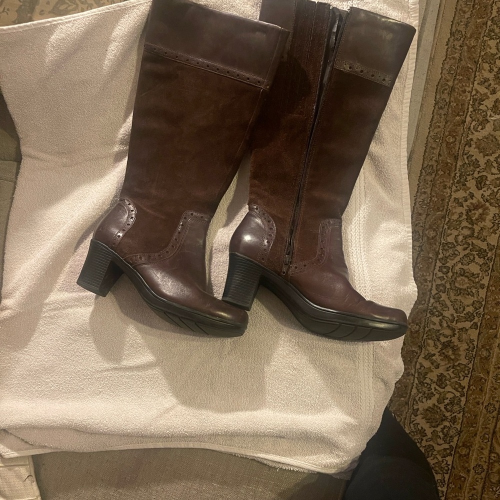 Clarks Dark Brown Heeled Boots